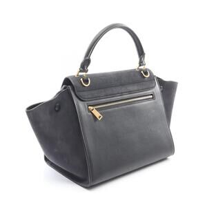 Celine Leather Blue Suede Handbag Navy Black Trapeze